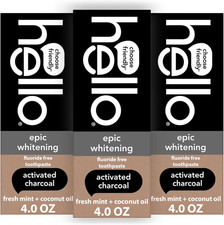 hello Epic Whitening Activated Charcoal Toothpaste 4 oz 3-Pack Fluoride Free picture