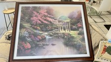 Thomas Kinkade Pools of Serenity Large Framed Landscape Print Garden Gazebo picture