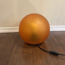 Vtg IKEA FADO Table Lamp Frosted Glass Round Orange Glowing Globe Light MCM 9