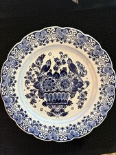 Vintage Dutch Delft Blue Bird & Flower Plate – Delfts Handwerk – Made in Holland picture