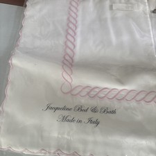 NIP 400tc White/Pink Twin Flat Classic Chain Embroidery Scalloped Made in Italy picture