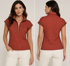 Emily McCarthy Women's Poppy Pullover Vest Red Tonal Monogram NWT Sz XS picture