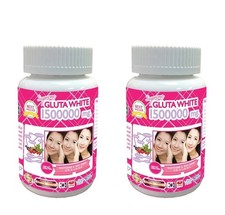 2X Gluta White 1500000mg Whitening Skin Remove Dark Spot Glutathione 30 Softgels picture