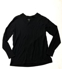 Talbots Black V-Neck Pure Merino Wool Sweater Size S picture