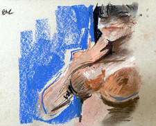 Pastel Portrait Figure Painting On 9”x12” Paper Modern Art Original Signed picture