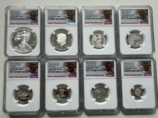 2018-S US Mint Limited Silver Proof 8pc Set NGC PF69 First Day Trolley Label picture