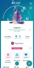 GMAX Gigantamax Lapras Pokemon #0131 GO TD  picture