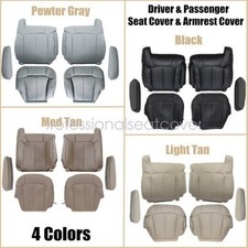 For 99-02 Chevy Tahoe Silverado GMC Sierra Front Bottom & Top Leather Seat Cover picture
