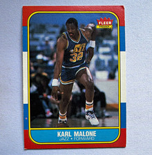 1986-87 Fleer Premier Karl Malone Utah Jazz #68 Rookie Base Set Card picture