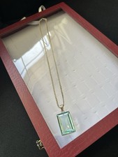 Vintage Aqua Blue Italian Glass Pendant Necklace 925 Sterling Silver picture