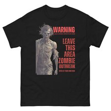 Zombie Warning T-Shirt | Horror Movie Inspired Tee | Scary Apocalypse Shirt picture