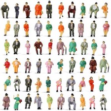 P87S 60pcs All Seated HO Scale 1:87 Painted Figures Passenger Sitting People picture