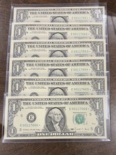 6 Consecutive $1 Federal Reserve Star Notes E00117661-7666 price per 1 picture