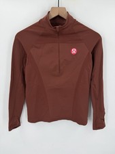 Lululemon Rulu Running Cropped 1/2 Zip Size 4 Long Sleeve Top Dark Terracotta picture