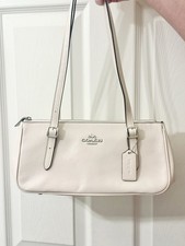 Coach CBJ05 Glazed Leather Asher Shoulder Bag Handbag Chalk Silver picture