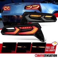 Fit 2014-2019 Chevy Corvette C7 Black Smoke Sequential LED Tail Lights Lamps picture