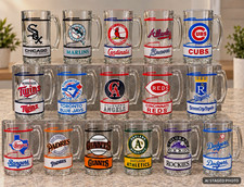 Vintage 1991 MLB Glass Beer Mug Stein Lot 16 Teams Old Logos Marlins Angels A’s picture