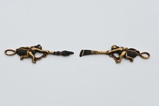 Menuki Japanese antique Mumei Kelp fishing child design made of Shakudo Edo era picture