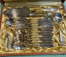 VTG  Nica 100 Silverplate Silver Plated Dessert 16 Pieces Silverware Set In Case picture