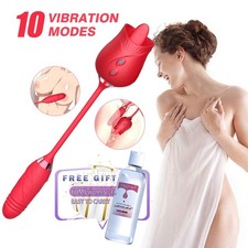 10 Speed-For-Rose-Licking-Vibrator-Clitoral-Thrusting-Dildo-Toys-USE Lubricant picture