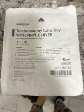 McKesson Tracheostomy Care Tray Sterile Disposable w/ Vinyl Gloves White 100126 picture