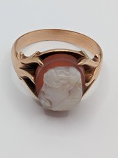 Vintage Antique 9k Gold Carved Shell Cameo Ring Victorian Revival Size 11.5 6.6g picture