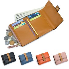 Women Small Genuine Leather Wallet Card Holder Trifold Purse Pocket Lady Handbag picture