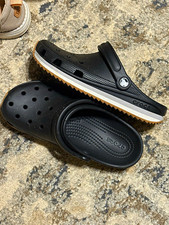 Crocs Womens/Men’s Black/White Clog Slip-On Rubber Shoes Size 7 Breathable Strap picture