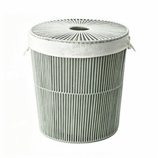 Lidded Hamper with Removable Liner Rope Hamper with Lid Sturdy Round Laundry picture