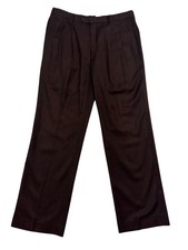 vtg Bespoke 32x29 Brown Silk Pants Trousers Oscar De La Renta Italy Pleated Mens picture