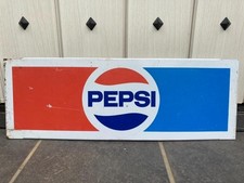 Pepsi Vintage Sign Large 58cm Wide 1970s Logo Metal Wall Decor Collectible picture