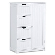 Costway Bathroom Storage Wooden 4 Drawer Cabinet Cupboard 2 Shelves Free Standin picture