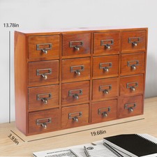 Retro Cabinet 16-Drawers Wooden Apothecary Medicine Storage Box Organizer USA picture