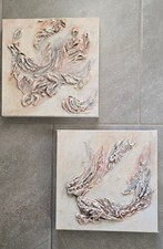 T. Wilkins Original Mixed Media Abstract Painting 12x12x1.5 Signed Canvas Art picture