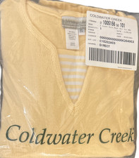Coldwater Creek Yellow V-Neck Insert Knit Top and Pant Lounge Set Vintage Size S picture
