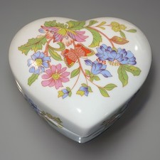 Vintage Korean Porcelain Heart-Shaped Butterfly Trinket Box 4