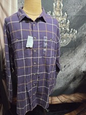 SONOMA, MEN'S NEW PLUM/TAN LONG SLEEVED PLAID FLANNEL SHIRT W/PKTS, SZ 2XB picture