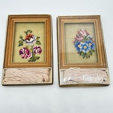 VTG MCM 1960/70s Paragon Needlecraft Flowers Tapestry w/Fruitwood w/Gold Frame picture