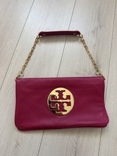 Tory Burch Reva Black Leather Foldover Shoulder / Clutch Bag EUC Retail $349 picture