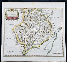 1695 Robert Morden Antique Map English County of Monmouth, Camden's Britannia picture