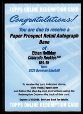 2026 Bowman #BPA-EH Ethan Holliday Prospect Autographs picture