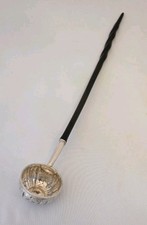 Antique 1709 Solid Silver Queen Anne Half crown Coin Brandy Toddy Ladle Twist picture