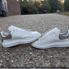 Alexander McQueen Oversized White Leather Sneakers Silver Removable Heel picture