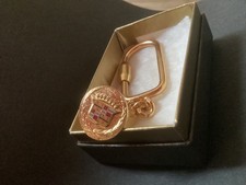 Substantial UNUSED Vintage Cadillac Wreath Emblem Gold Tone Key Ring Chain EXC picture