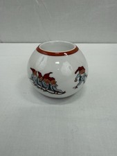 Porsgrund Nisse Red Gnome Elf Round Tealight Candle Holder 3.5” x 3” picture
