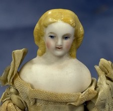 Antique 1870s German Parian Bisque Dollhouse Doll w Ringlets picture