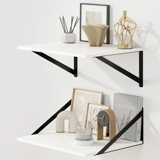 2 Pack 16W x 12D Inch Floating Shelves with Metal Brackets, White picture