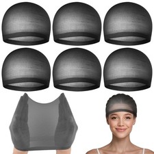 PLULON 6 Pcs Black Wig Cap for Women, Mesh Stocking Caps Net 6P, picture