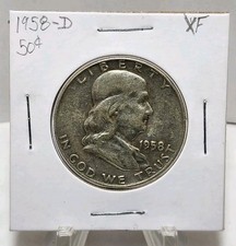 1958-D Franklin Half Dollar Raw XF picture