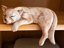 VINTAGE SCIOTO CERAMIC HAND PAINTED MOLD #S-2175 CAT SHELF SLEEPER 7.5
